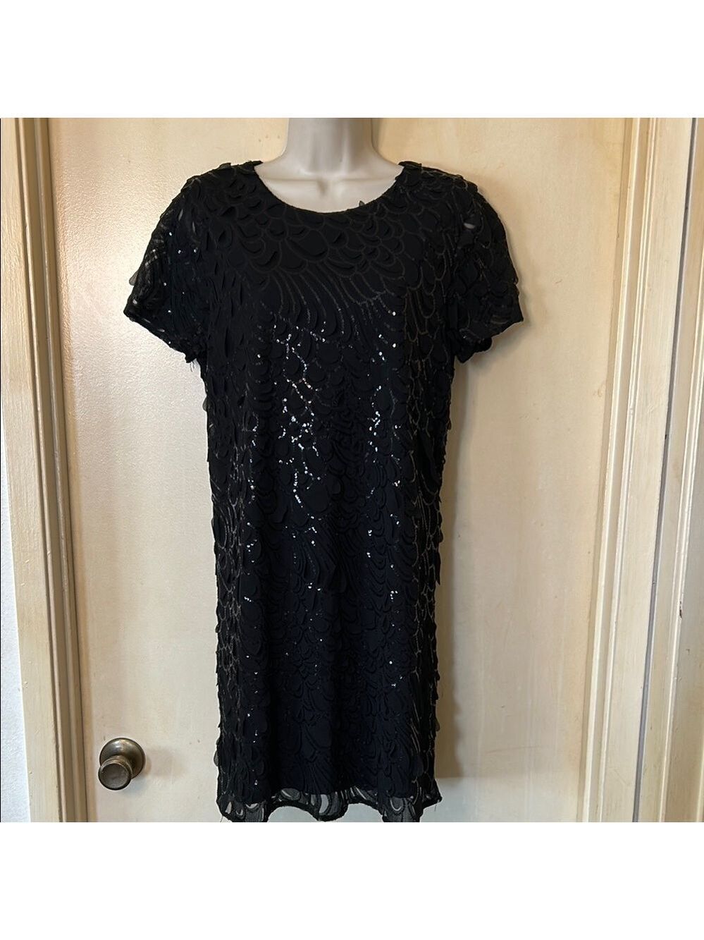 Line & Dot Black Sequin Mini Dress size L